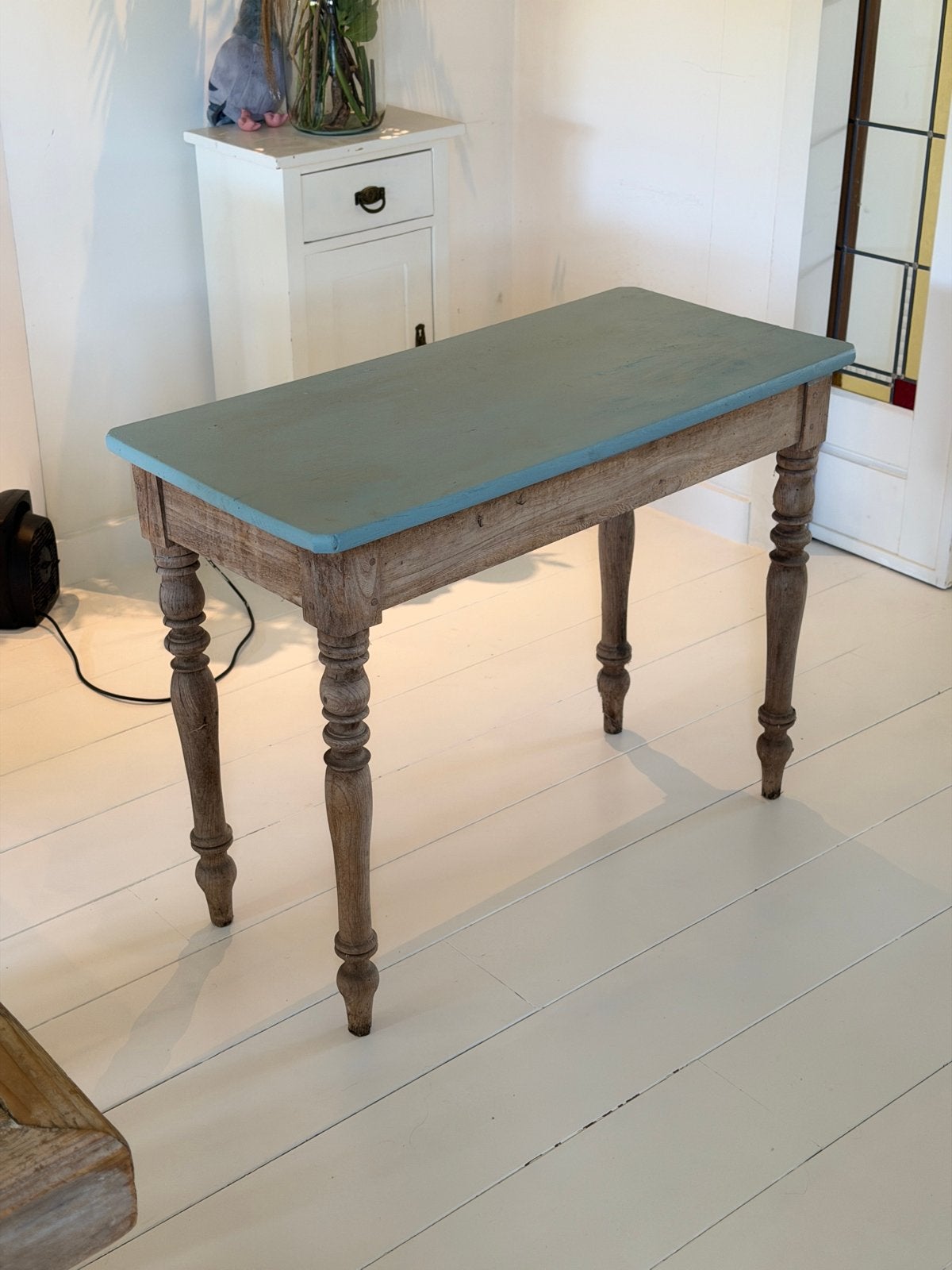 Antieke eiken dressoir sidetable met blauw blad, Antiek en Kunst, Ophalen