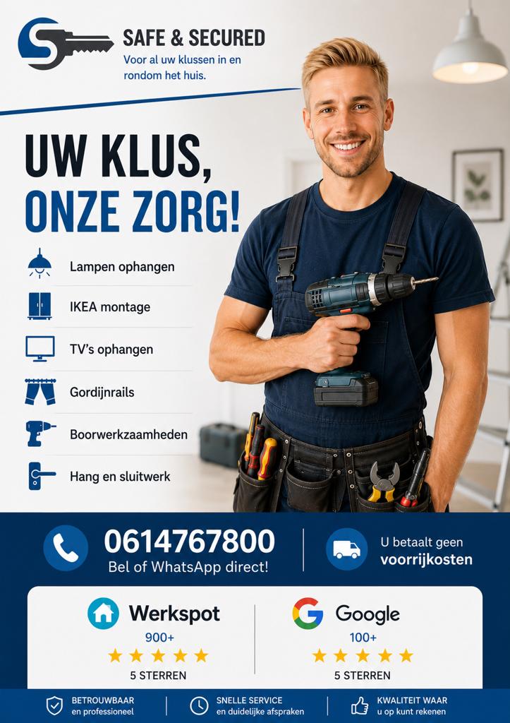 Interieur Klusjesman, Amsterdam & Omgeving (+/- max 40km), 24-uursservice
