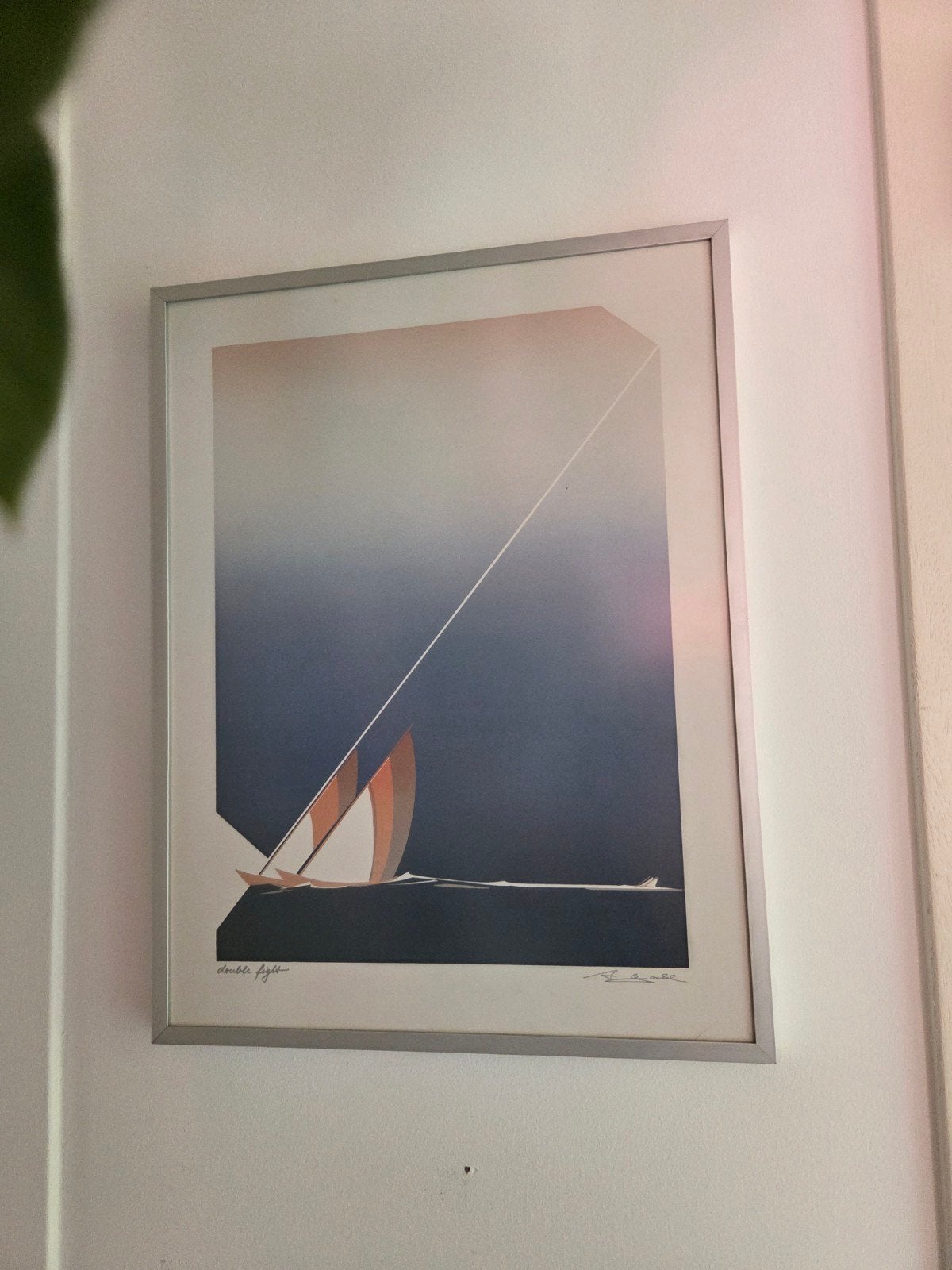 Prachtige Vintage Zeefdruk "Double fight", Antiek en Kunst, Kunst | Litho's en Zeefdrukken, Ophalen, Zeefdruk, Gesigneerd, Landschappen