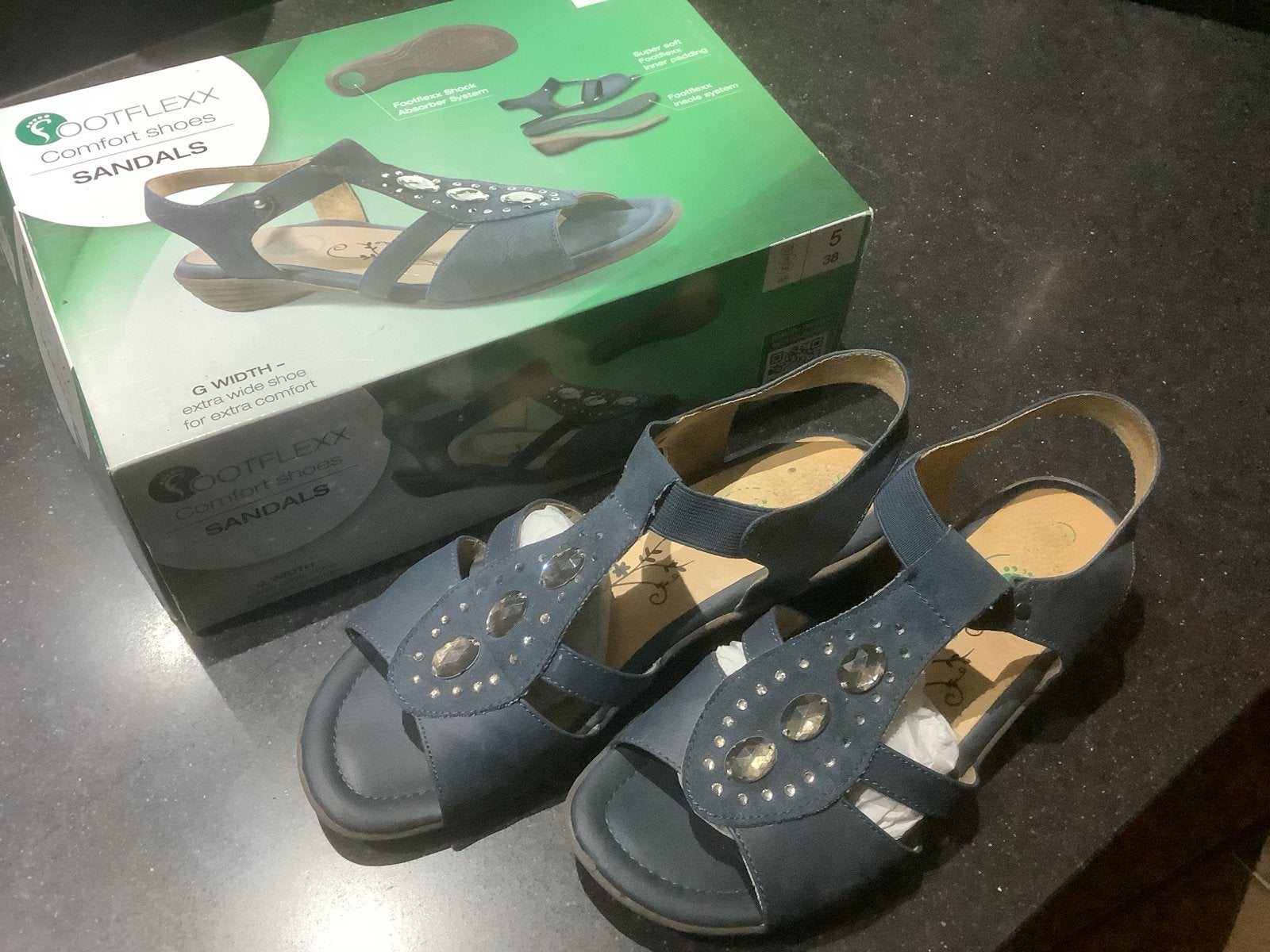 Footflexx Comfort Sandalen Maat 38 - in Doos, Kleding | Dames, Blauw, Zo goed als nieuw, Sandalen of Muiltjes, Ophalen of Verzenden