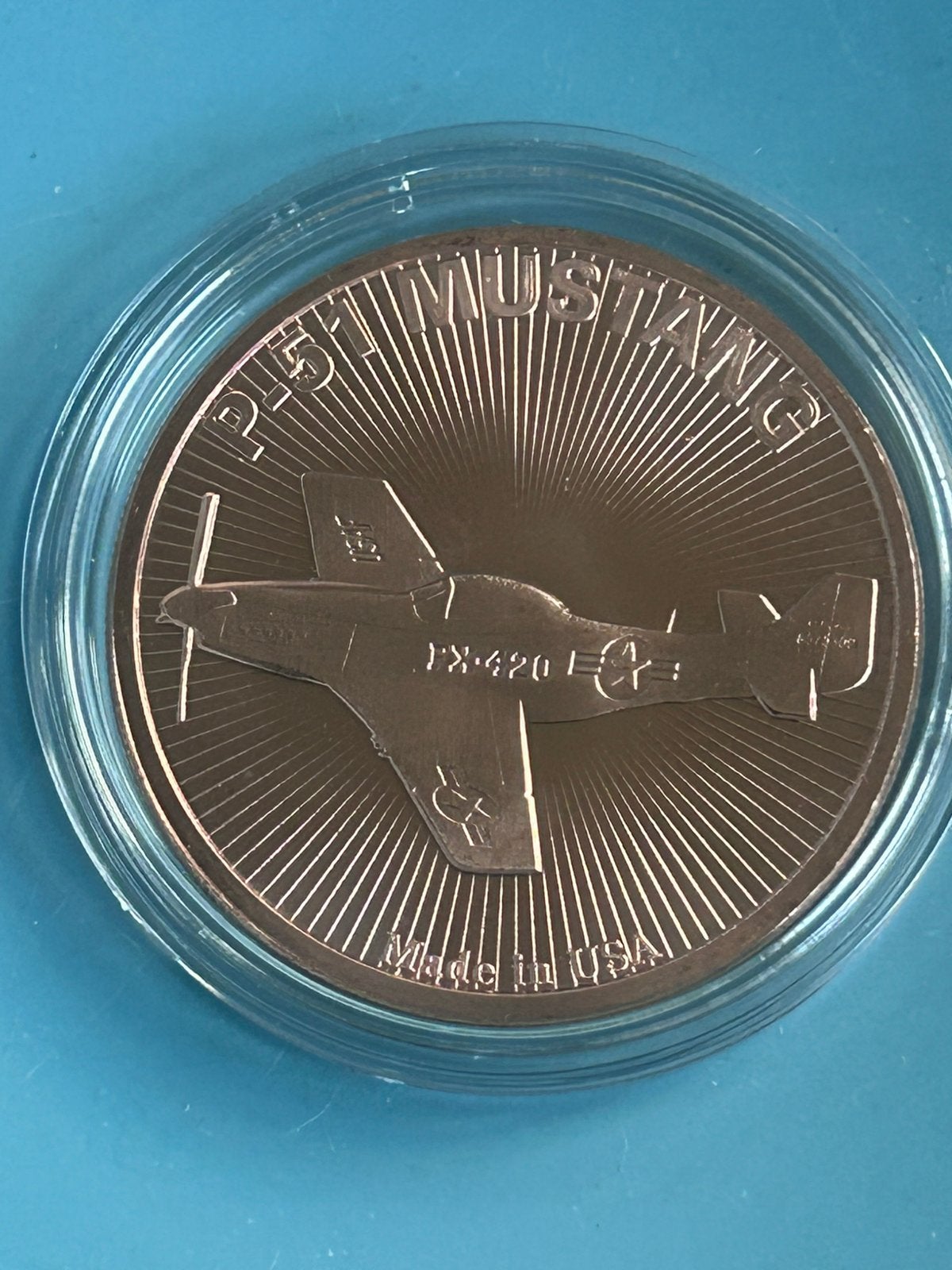 1 OZ koper. P-51 Mustang, Verzenden, Koper