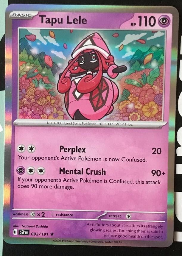Pokemon - Tapu Lele (SSP 092) Holo rare.., Hobby en Vrije tijd, Ophalen of Verzenden, Nieuw, Losse kaart, Foil