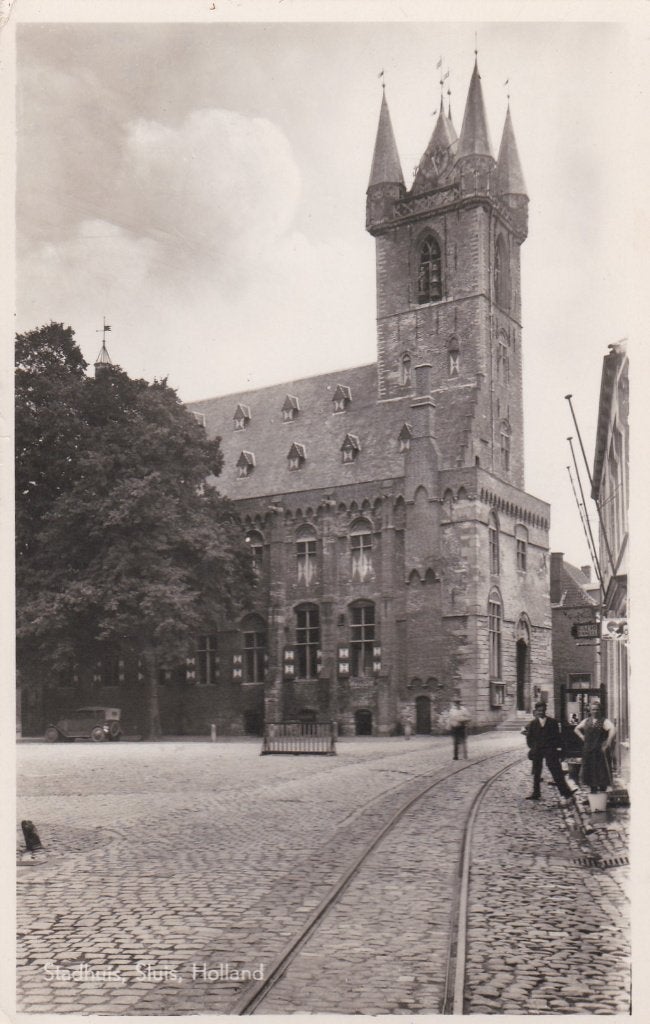 sluis 2x,oude gevel,stadhuis tramspoor., Ophalen of Verzenden, Voor 1920, Noord-Brabant