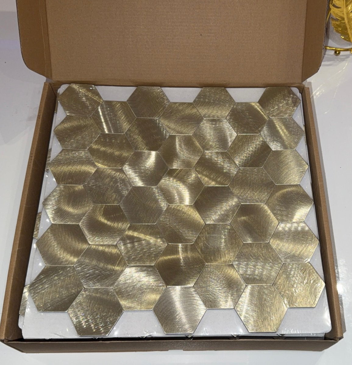 10 goudkleurige metalen wandpanelen, Ophalen, Nieuw, Goud