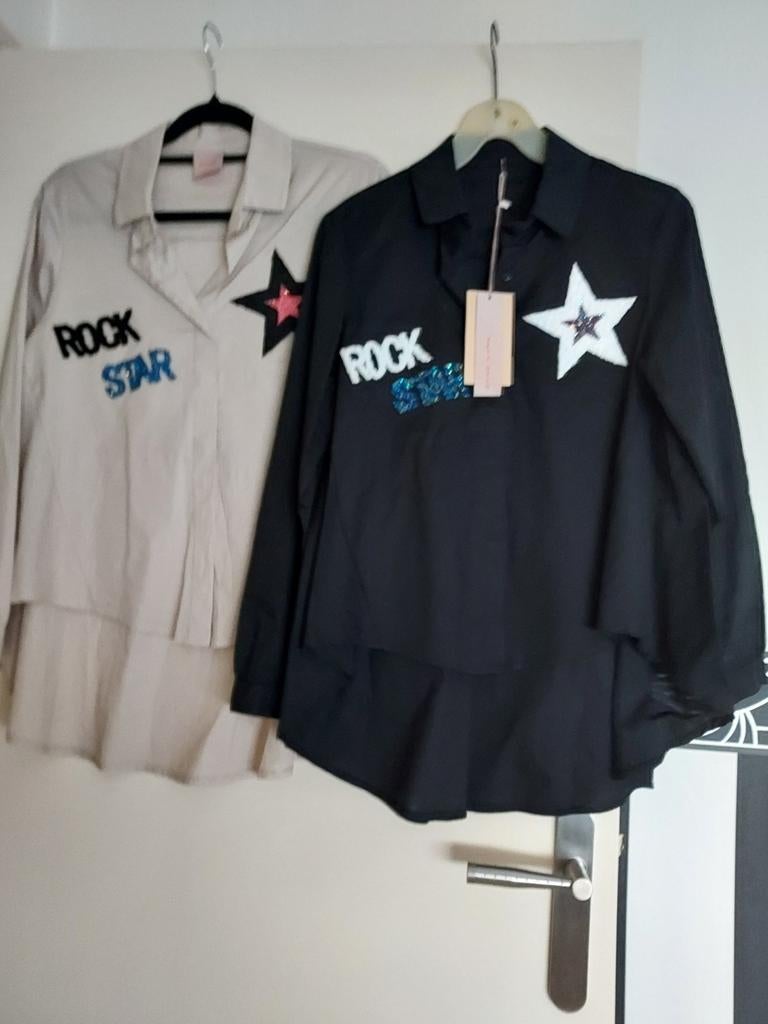 Rock Star Blouse met Ster Applicatie - Nieuw, Kleding | Dames, T-shirts, Maat 38/40 (M), Zwart, Nieuw, Ophalen of Verzenden