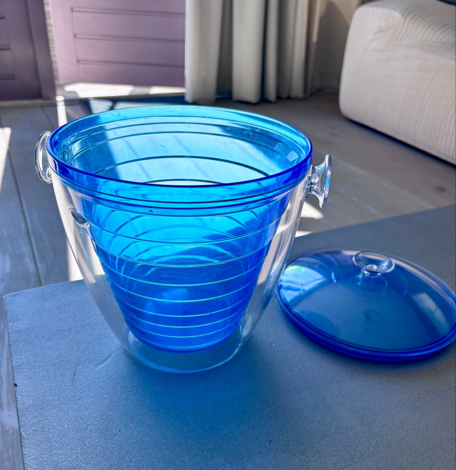 Wijnkoeler, Ijsemmer, Icebucket, limonadebucket, Blauw, Nieuw, Kunststof, Ophalen of Verzenden