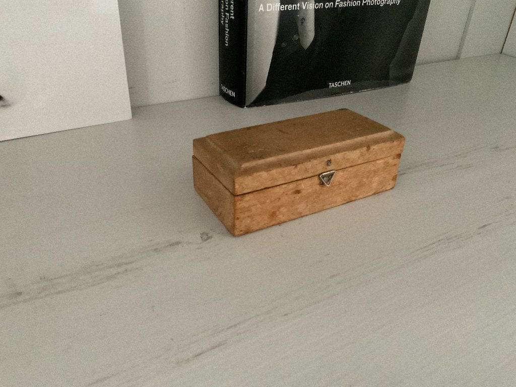 Oud bijzonder houten vintage doosje kistje met gewichtjes, Antiek en Kunst, Curiosa en Brocante, Ophalen