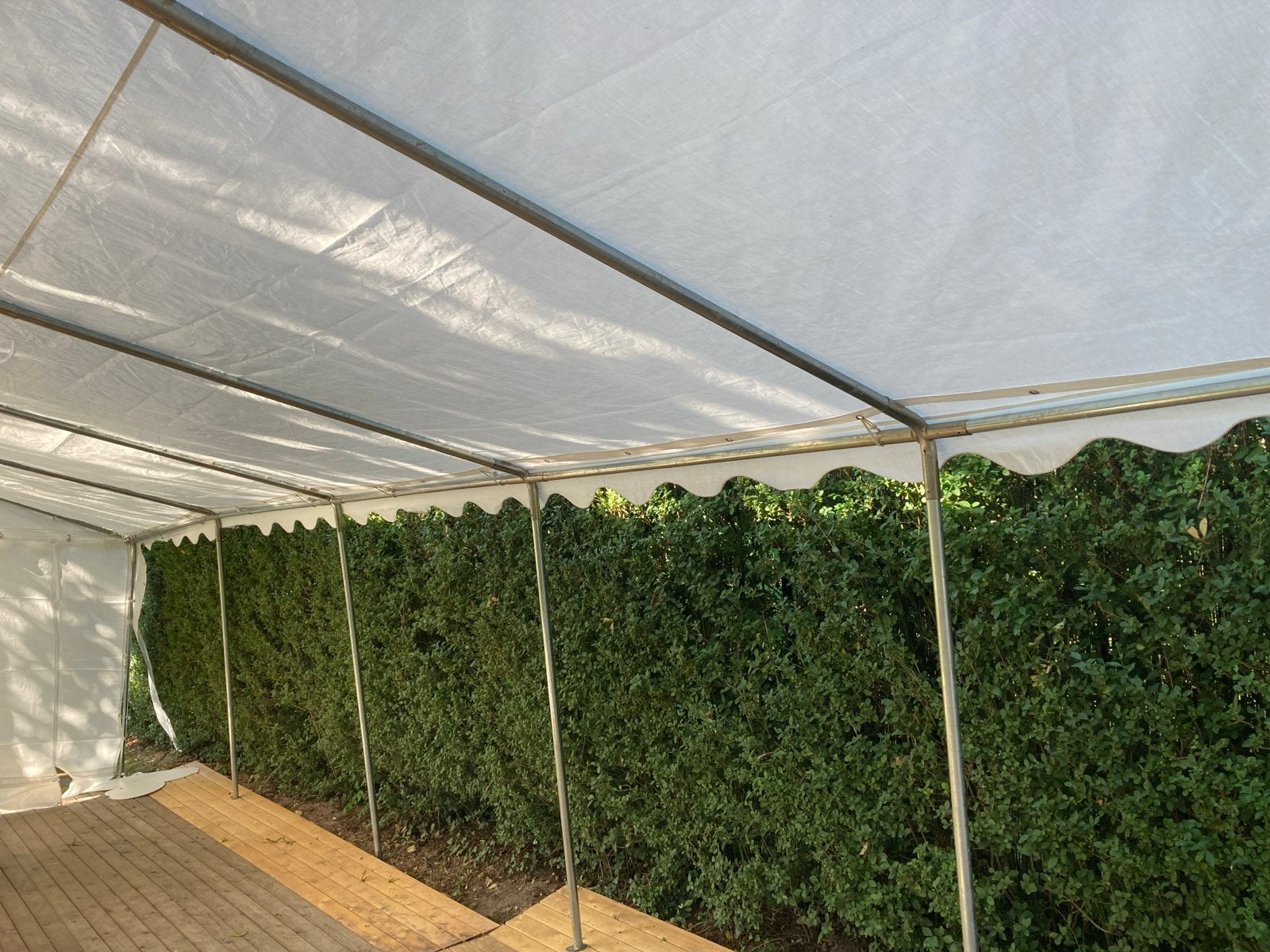 Partytent 10x5 meter met wanden, Ophalen, Gebruikt, Partytent, 8 meter of meer