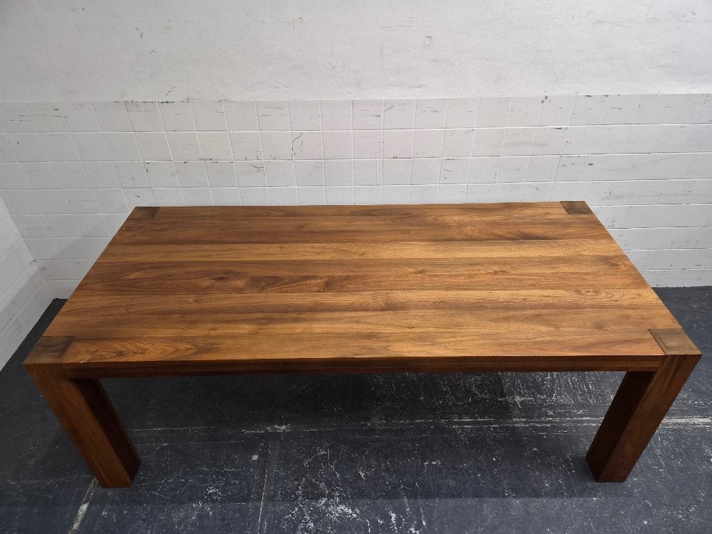 Massief noten tafel / eettafel / eetkamertafel, Gebruikt, Onbekend, 200 cm of meer, Vijf personen of meer