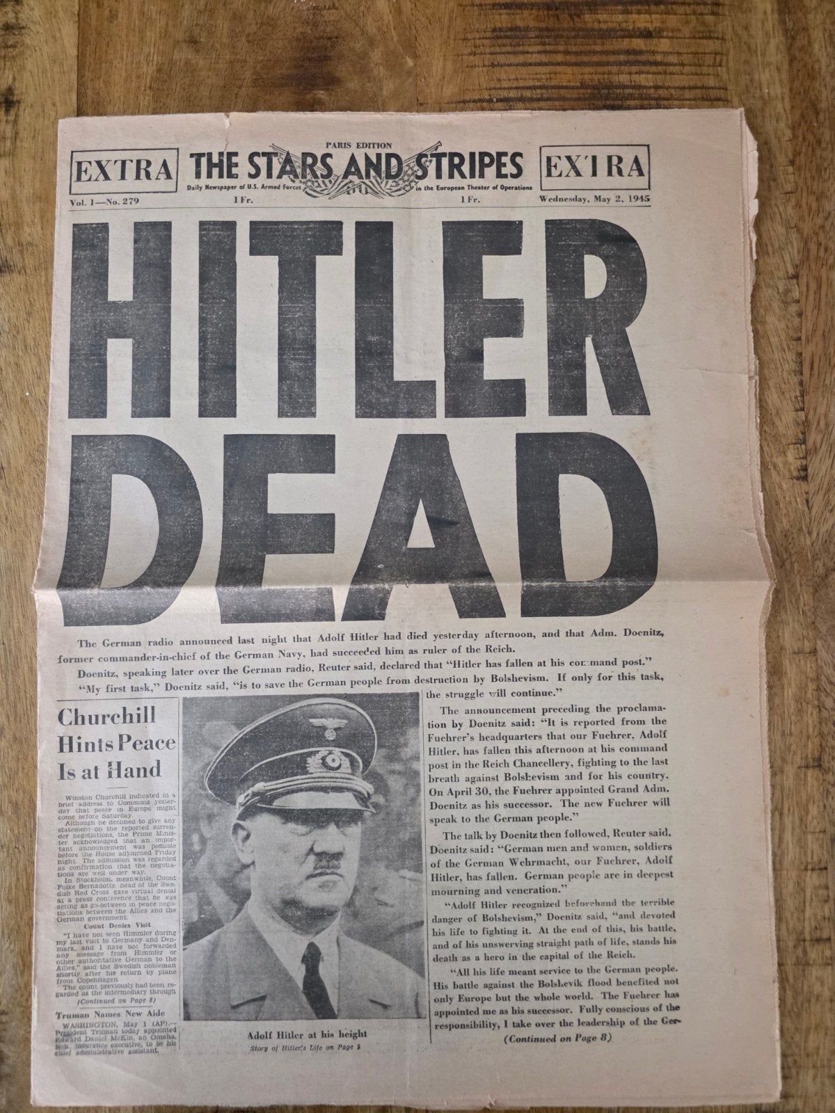 The star and stripes 1945 krant ww2, Ophalen, Zo goed als nieuw, Europa
