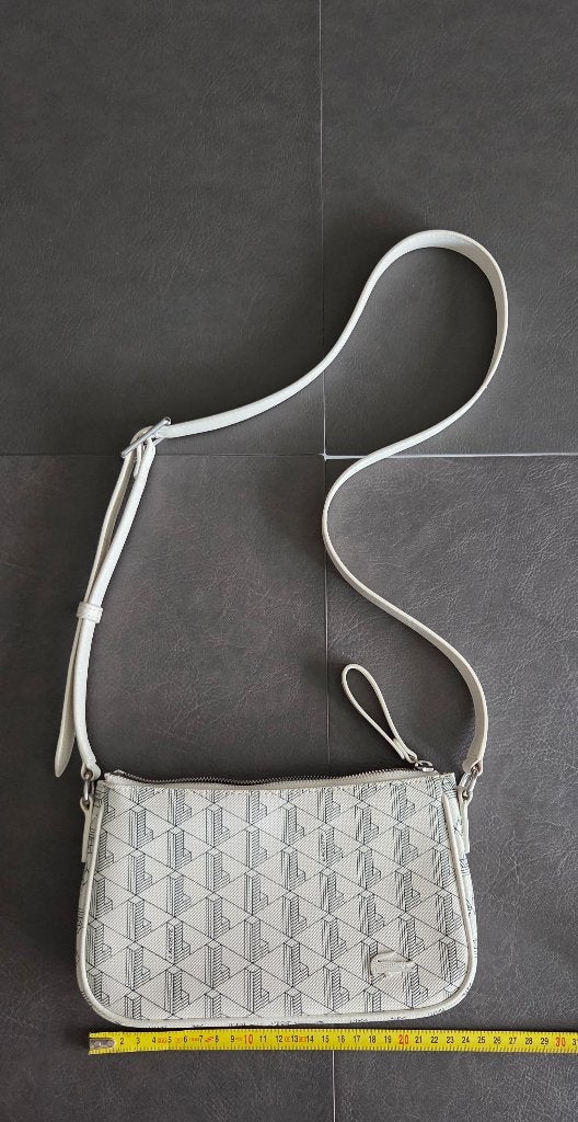 Lacoste crossbody tas - wit/beige met groene print, Sieraden, Tassen en Uiterlijk, Tassen | Schoudertassen, Overige merken, Beige
