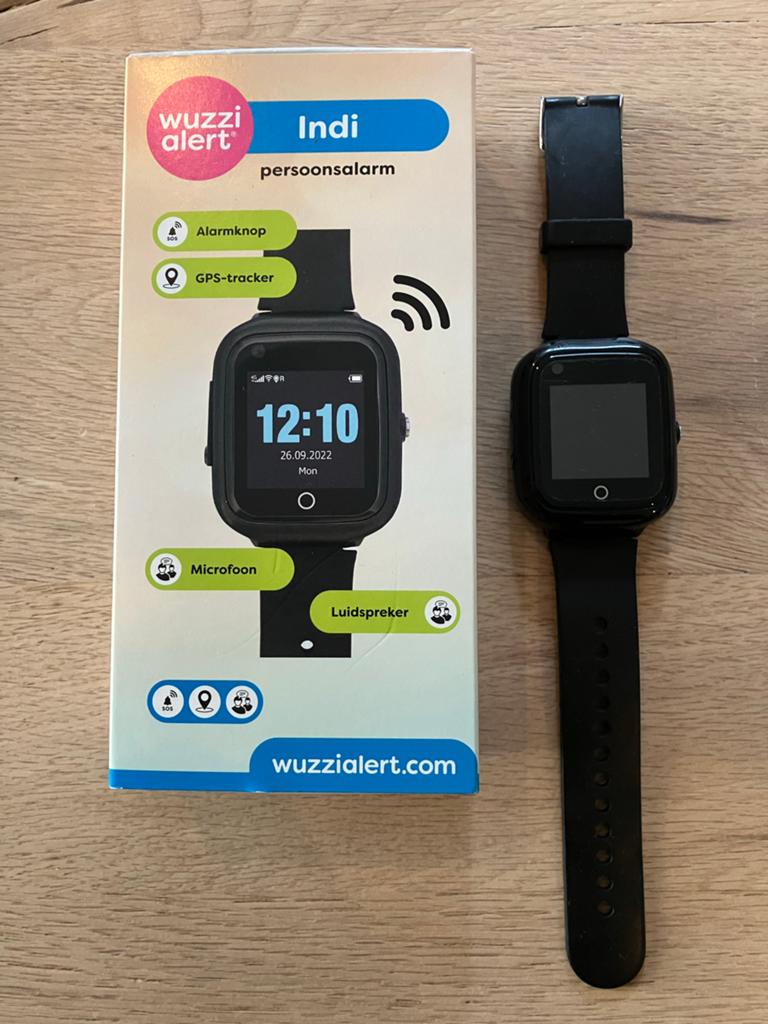 Wuzzi Alert Indi Persoonsalarm Smartwatch Zwart, Ophalen of Verzenden, Zo goed als nieuw