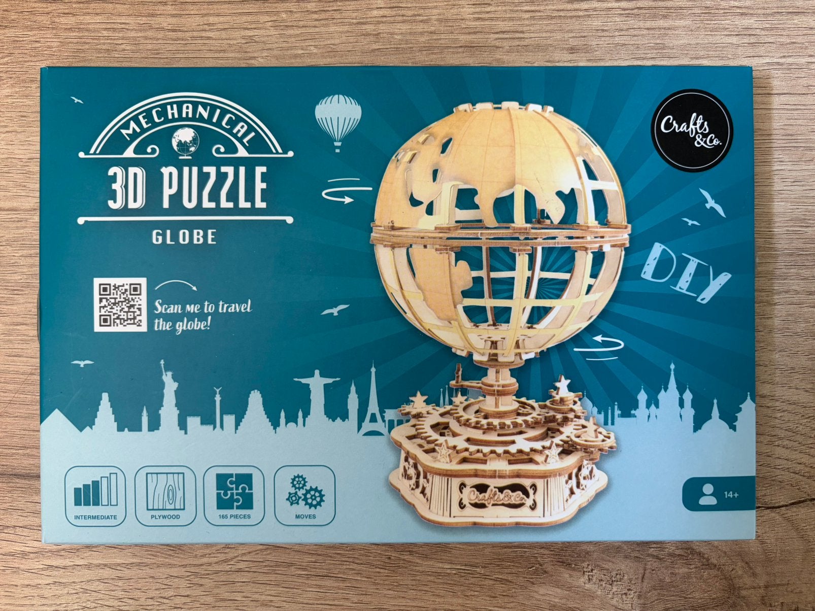 3D Houten Mechanische Wereldbol Puzzel - Crafts & Co, Overige thema's, Nieuw, Overige merken, Knutselset