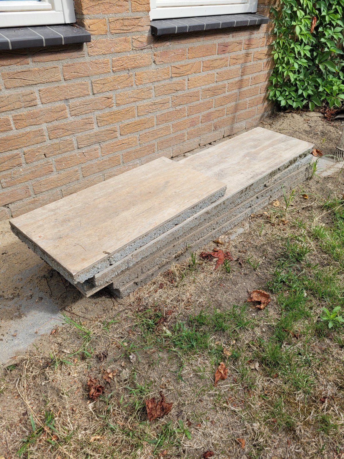 Keramische tuintegels houtlook 120x30cm, 4cm dik, 16 stuks (, Tuin en Terras, Tegels en Klinkers, Ophalen, Gebruikt, Keramiek