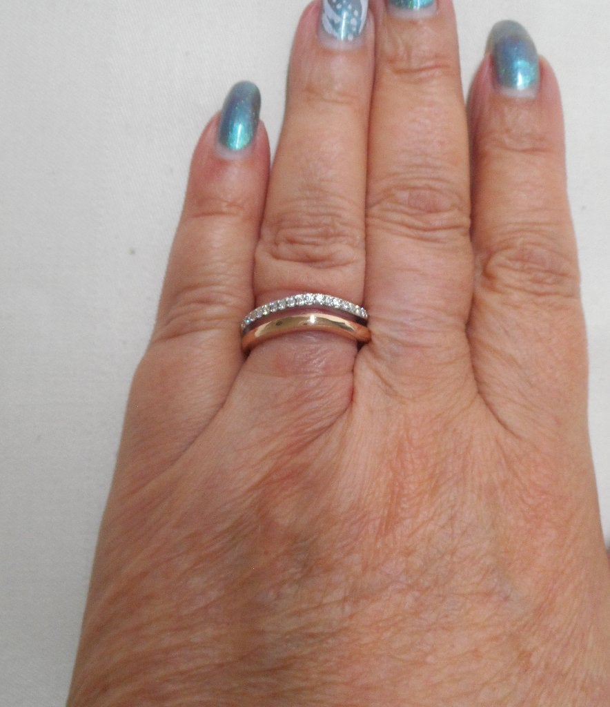 Zilveren bicolor ring met steentjes esprit nr.1583