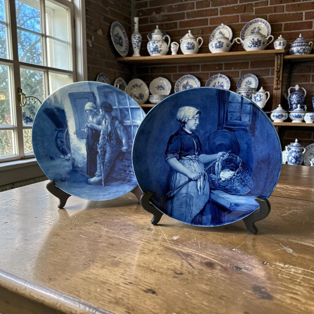 Twee Delftsblauwe borden – De Porceleyne Fles (1906), Antiek en Kunst, Ophalen