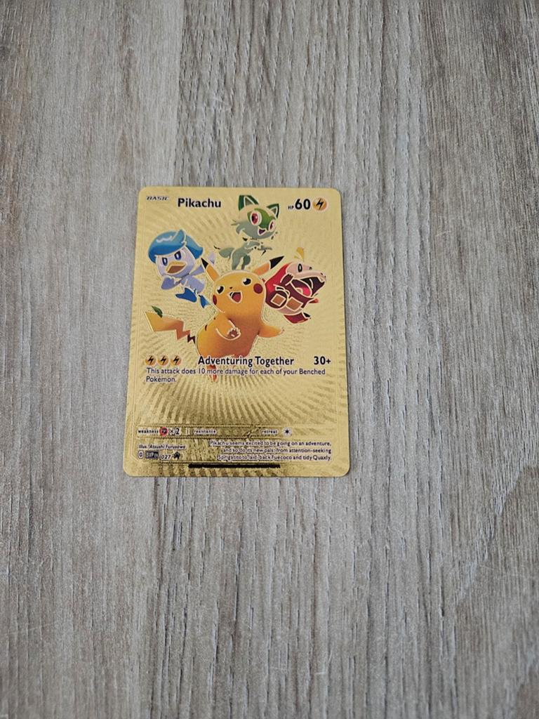 Pikachu gold metal pokemon card, Ophalen of Verzenden, Zo goed als nieuw
