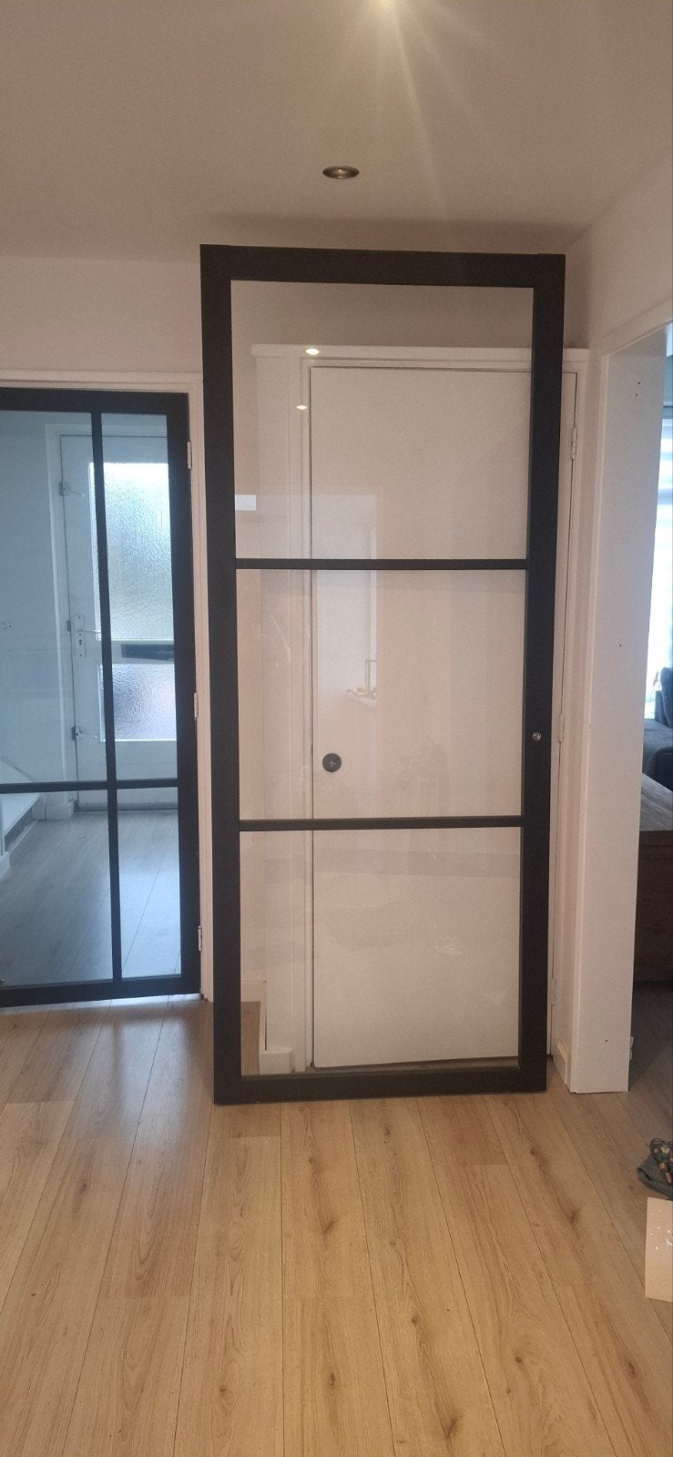 Moderne zwarte binnendeur met glas, 80 tot 100 cm, 215 cm of meer, Binnendeur, Nieuw