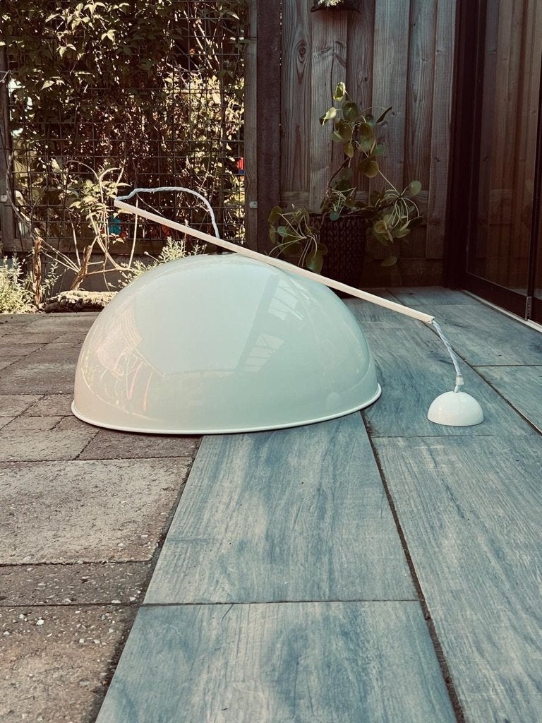 2 grote witte halve bol hanglamp( 70cm), Ophalen, Gebruikt, Metaal, Elegantmodern