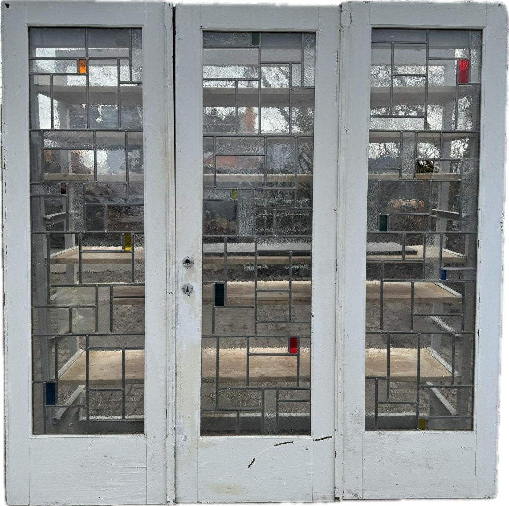 3 -delige set glas in lood deuren art deco 213x211cm., Ophalen