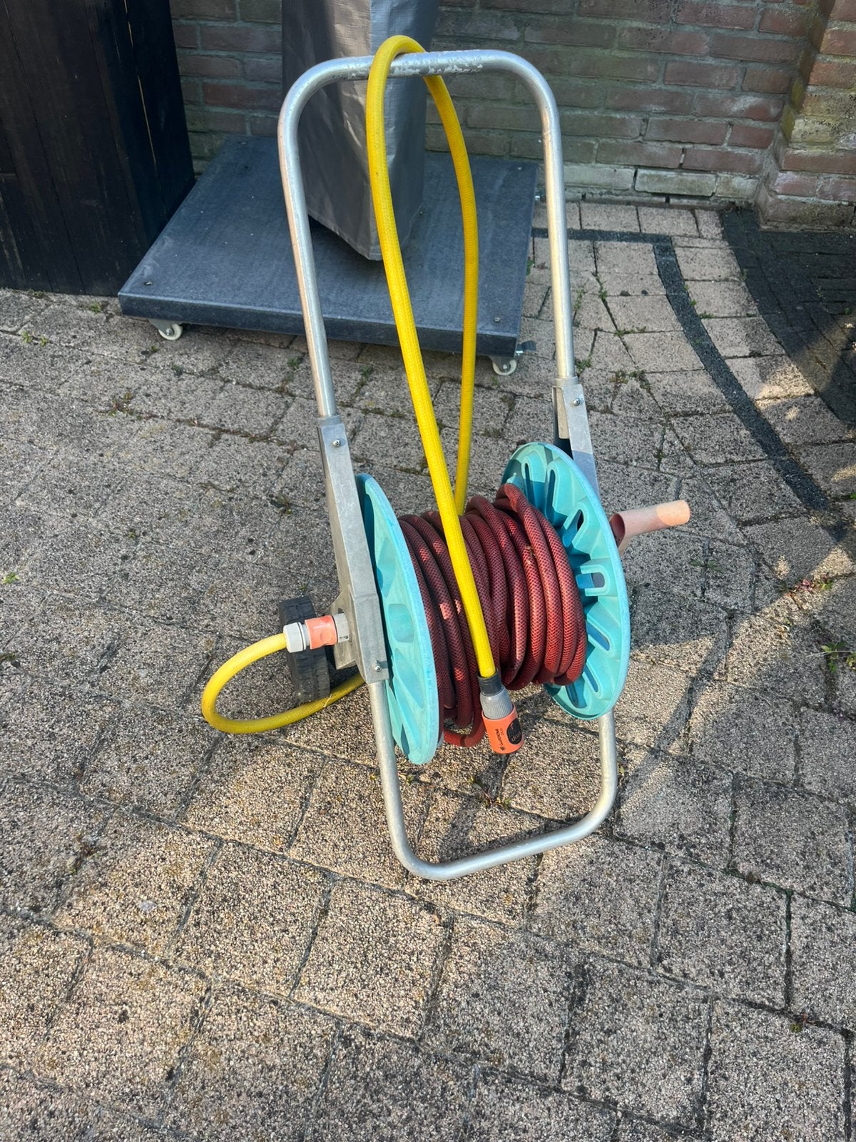 Gardena slangenwagen met 10mtr slang, Ophalen, Gebruikt, Tuinslang