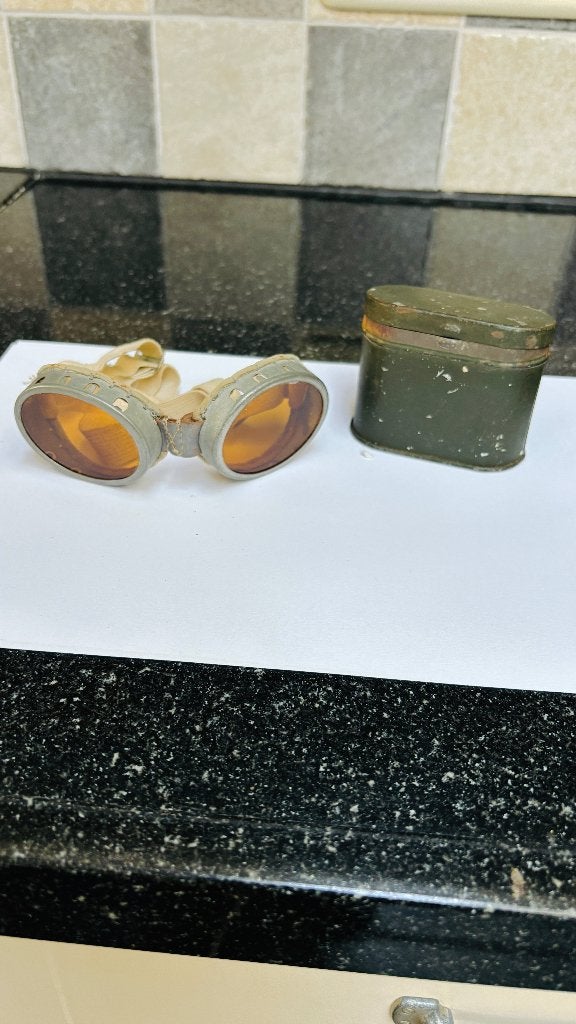 Britse vintage motorbril WW2 oranje glazen, Ophalen of Verzenden, Overige soorten, Engeland, Overige typen