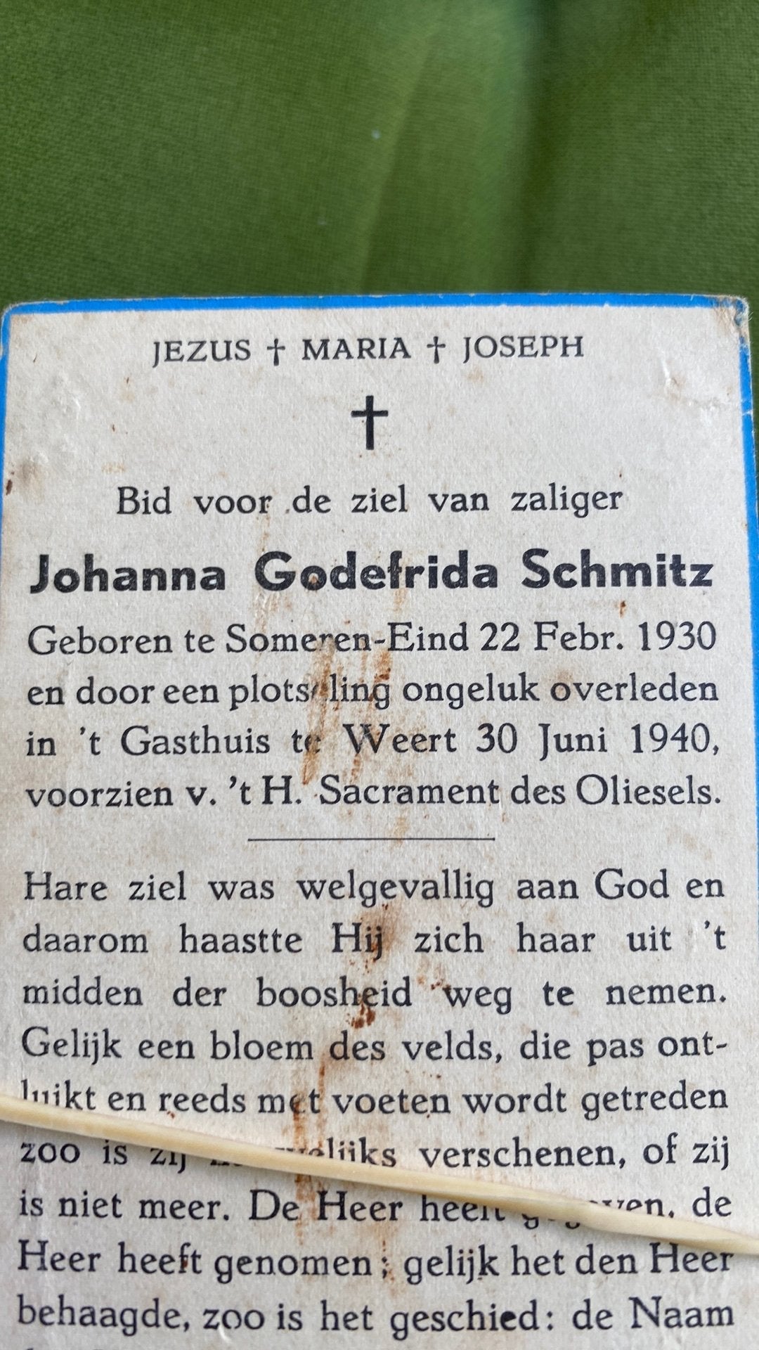 JG Schmitz 1930 Someren 1940 Weert, Ophalen of Verzenden