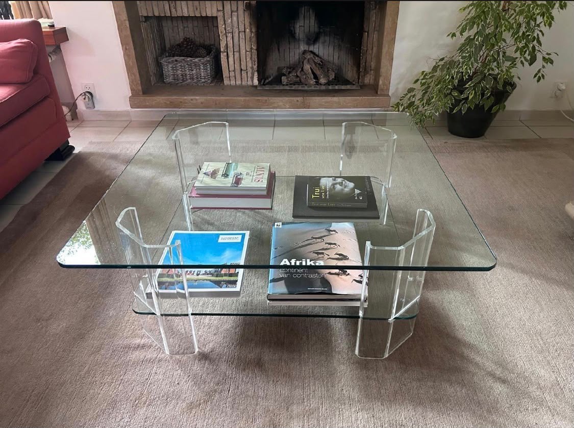Glazen salontafel, merk Fogia, Rechthoekig, 50 tot 100 cm, Ophalen of Verzenden, Glas