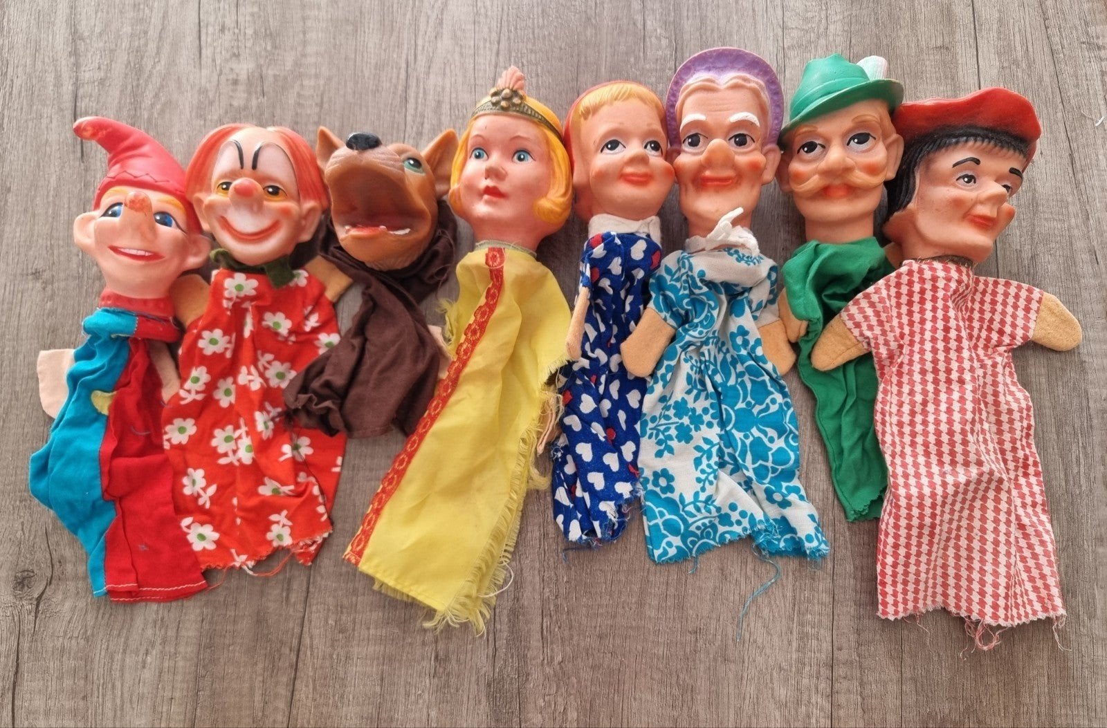 Vintage Poppenkastpoppen - Set van 8, Ophalen of Verzenden, Gebruikt, Pop