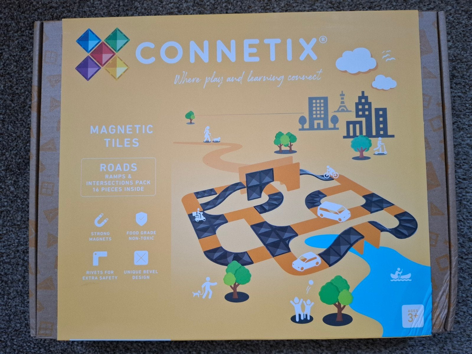 Connetix Magnetische Tegels Wegen & Kruispunten Pakket, Ophalen of Verzenden, Nieuw, Bouwen