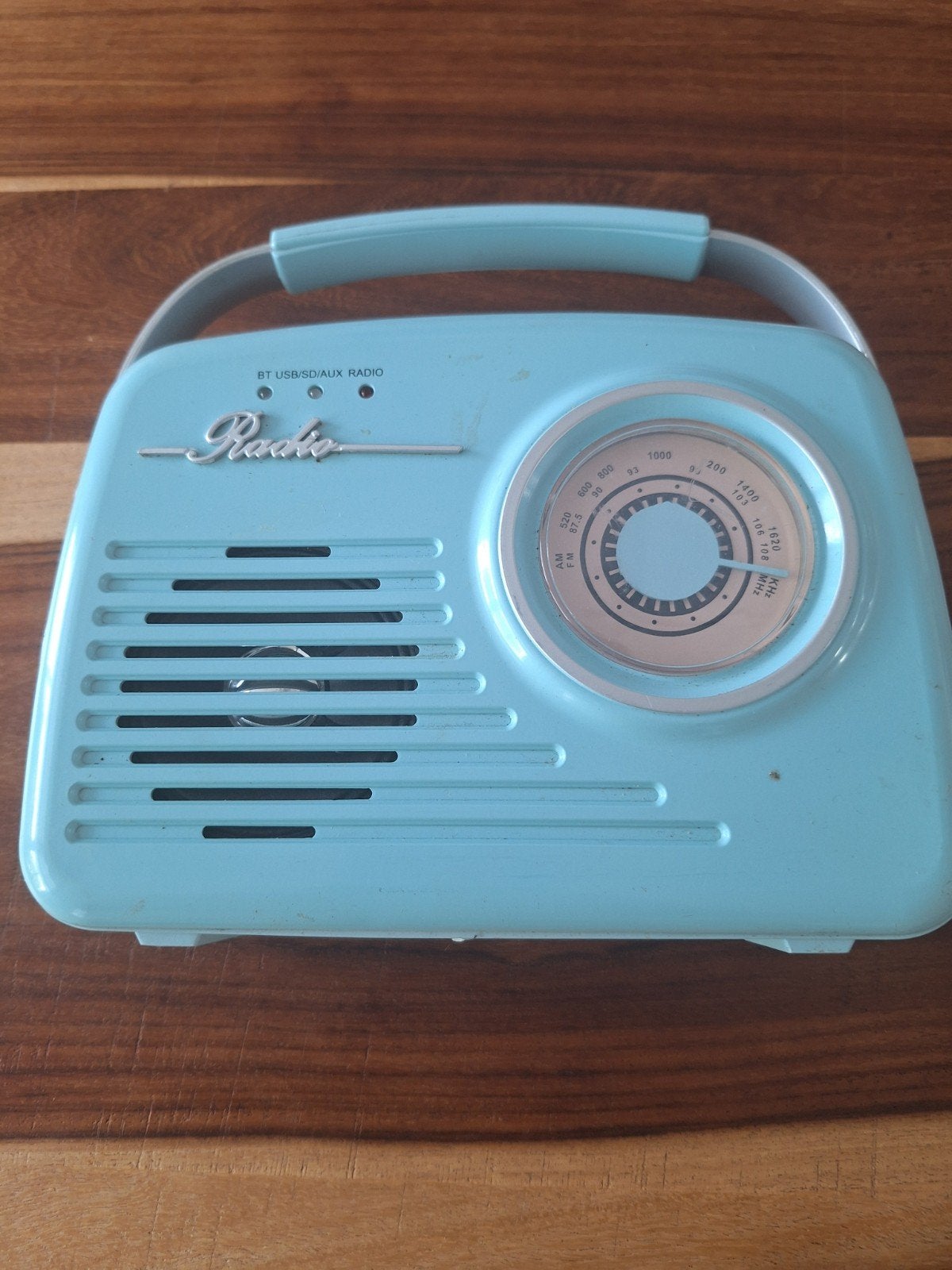 Retro Radio met USB/AUX - Lichtblauw, Audio, Tv en Foto, Radio's, Ophalen of Verzenden, Gebruikt, Radio