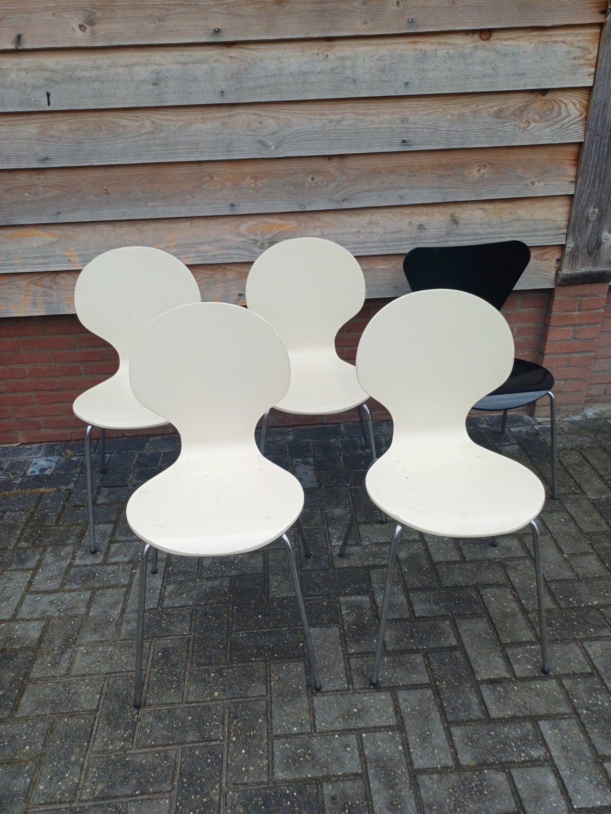 5 x stapelstoelen vlinder kantine stoelen, Ophalen of Verzenden, Gebruikt, Bruin, Vijf, Zes of meer stoelen