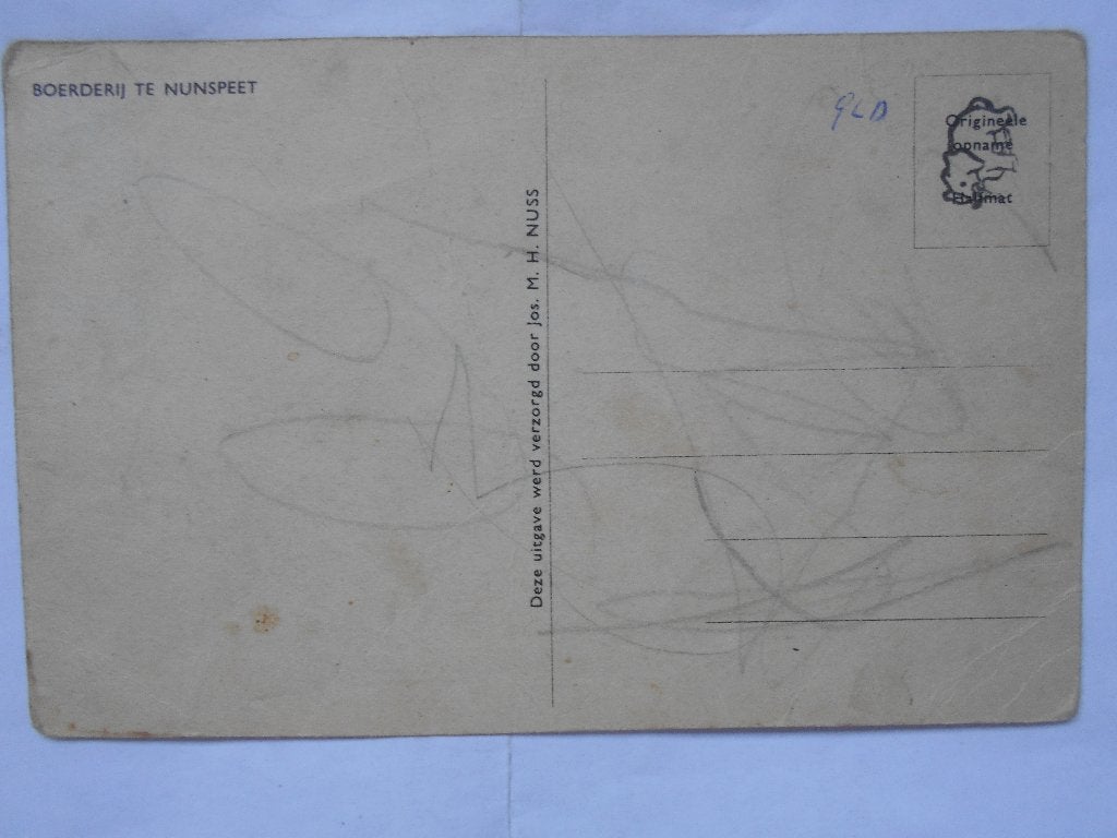 Nunspeet zeer oude kaart met boerderij oud Nunspeet 1930, Ophalen of Verzenden, 1920 tot 1940, Ongelopen, Gelderland