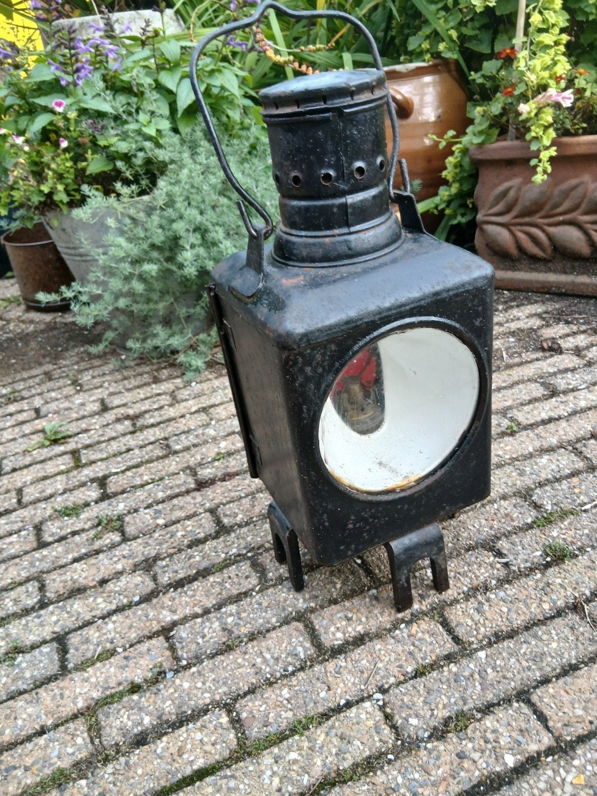 antieke spoorweglamp, Ophalen of Verzenden