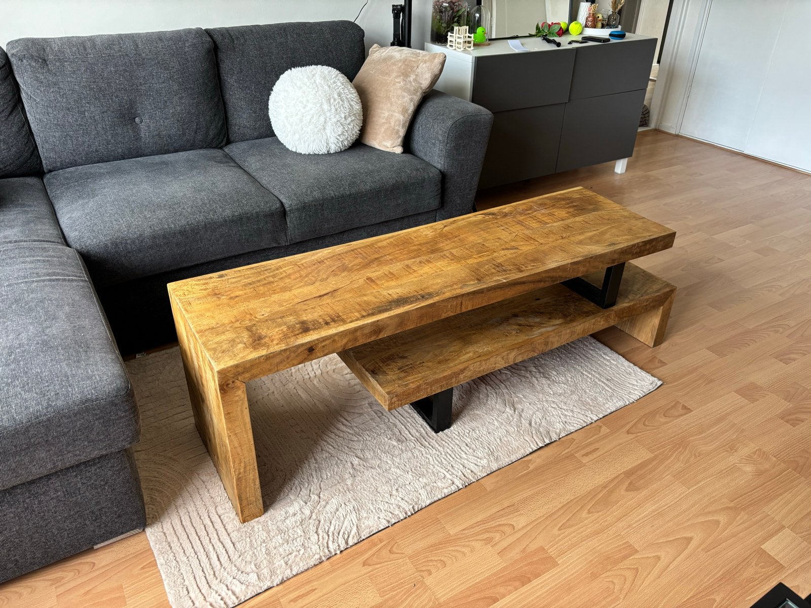 Mangohouten salontafel / tv-meubel, Minder dan 50 cm, 100 tot 150 cm, Ophalen of Verzenden, Zo goed als nieuw