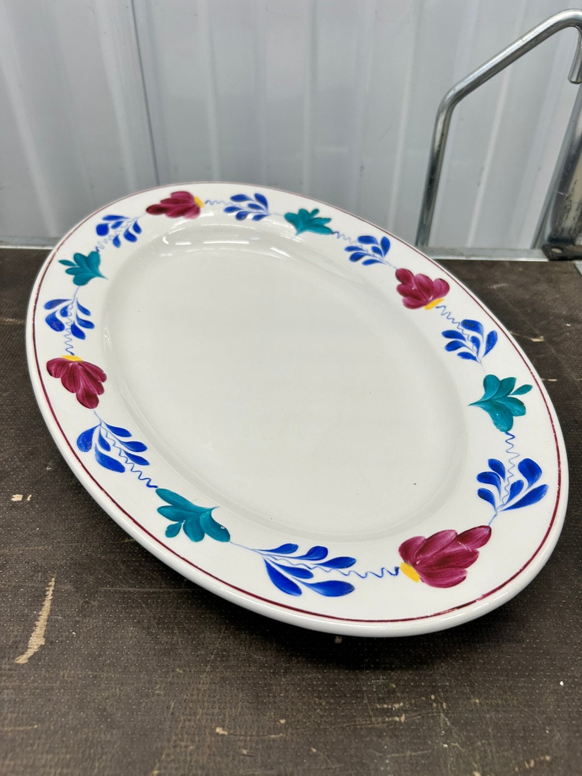 XXL boerenbont Antieke porseleinen Vleesschaal 36 centimeter, Antiek en Kunst, Antiek | Servies los, Ophalen of Verzenden