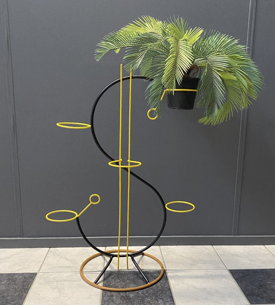 60 jaren Zwart geel metalen DOLLER $  planten standaard REK, Tuin en Terras, Ophalen, Gebruikt, Binnen, Metaal