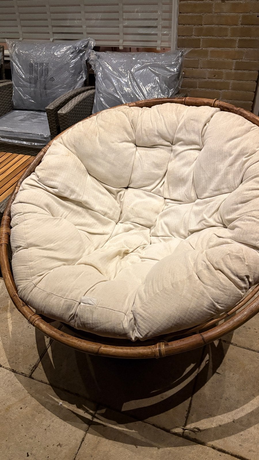 Comfortabele Papasan stoel met kussen, Ophalen, Gebruikt