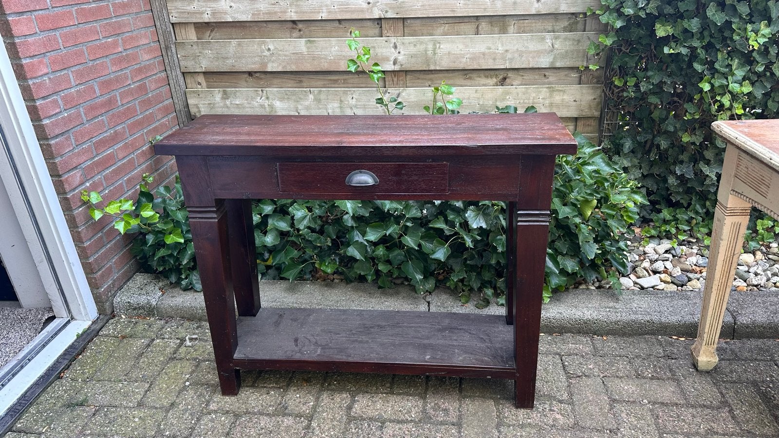 Teakhouten sidetable/haltafel, Huis en Inrichting, Ophalen, Gebruikt, 100 tot 150 cm, Teakhout