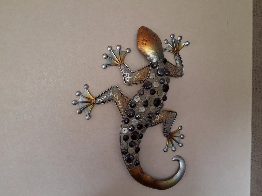 2 Prachtige Salamanders Muurdecoratie met Versieringen, Meerkleurig, Overige stijlen, Ophalen of Verzenden, Zo goed als nieuw