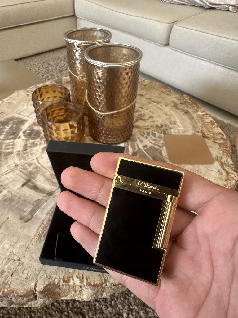 S.T. Dupont aansteker dual flame z.g.a.n. goud verzamelaar, Ophalen of Verzenden, Zo goed als nieuw, Aansteker