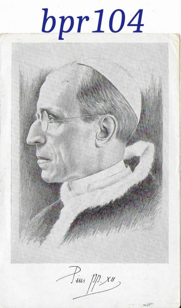 BPR104 Bid prentje Paus Pius de twaalfde, Verzamelen, Ophalen of Verzenden, Zo goed als nieuw, Kaart of Prent