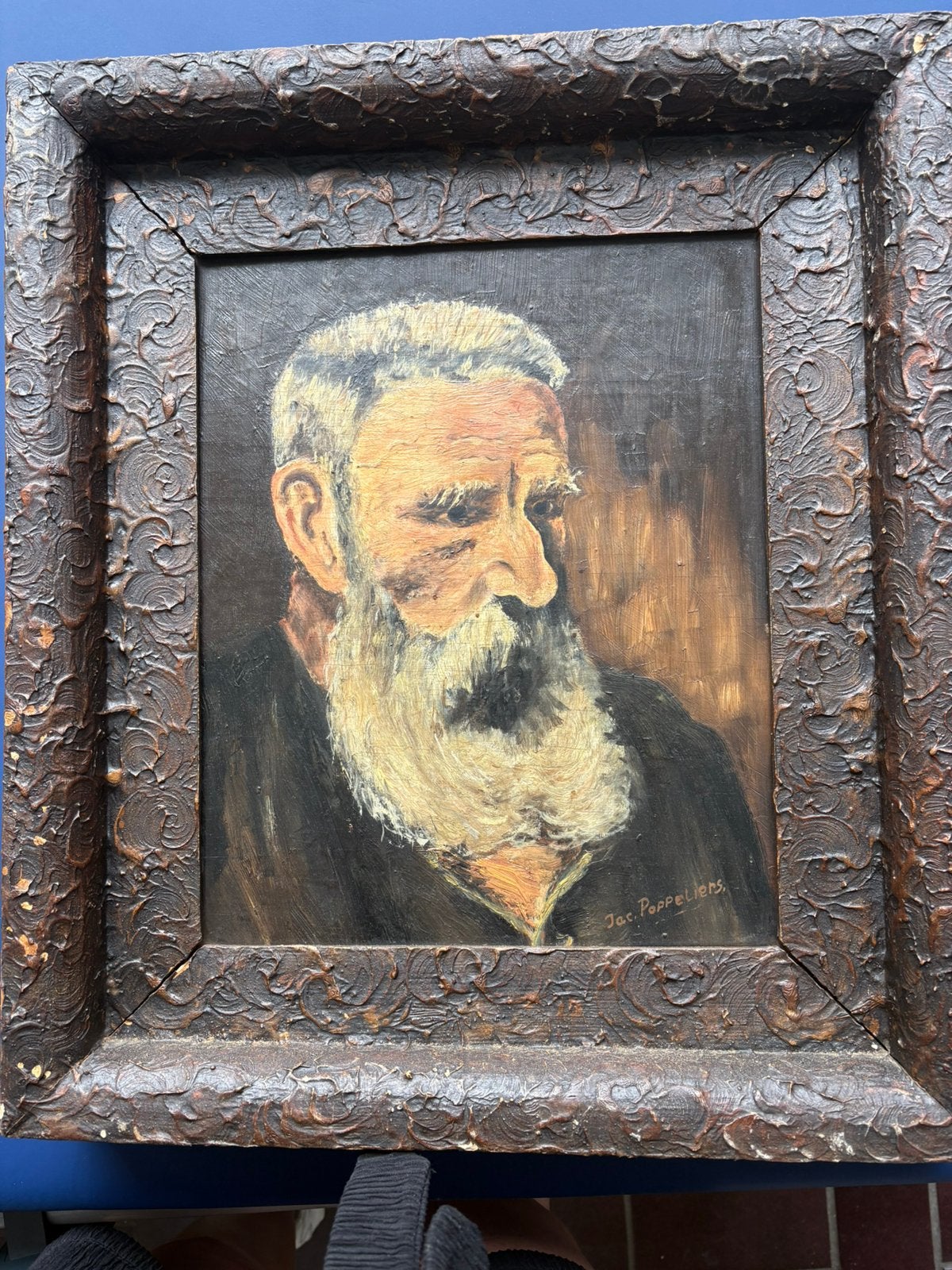 Jacques Poppeliers schilder beeldhouwer, Antiek en Kunst, Ophalen, Handgeschilderd, Stads- / dorpsgezicht