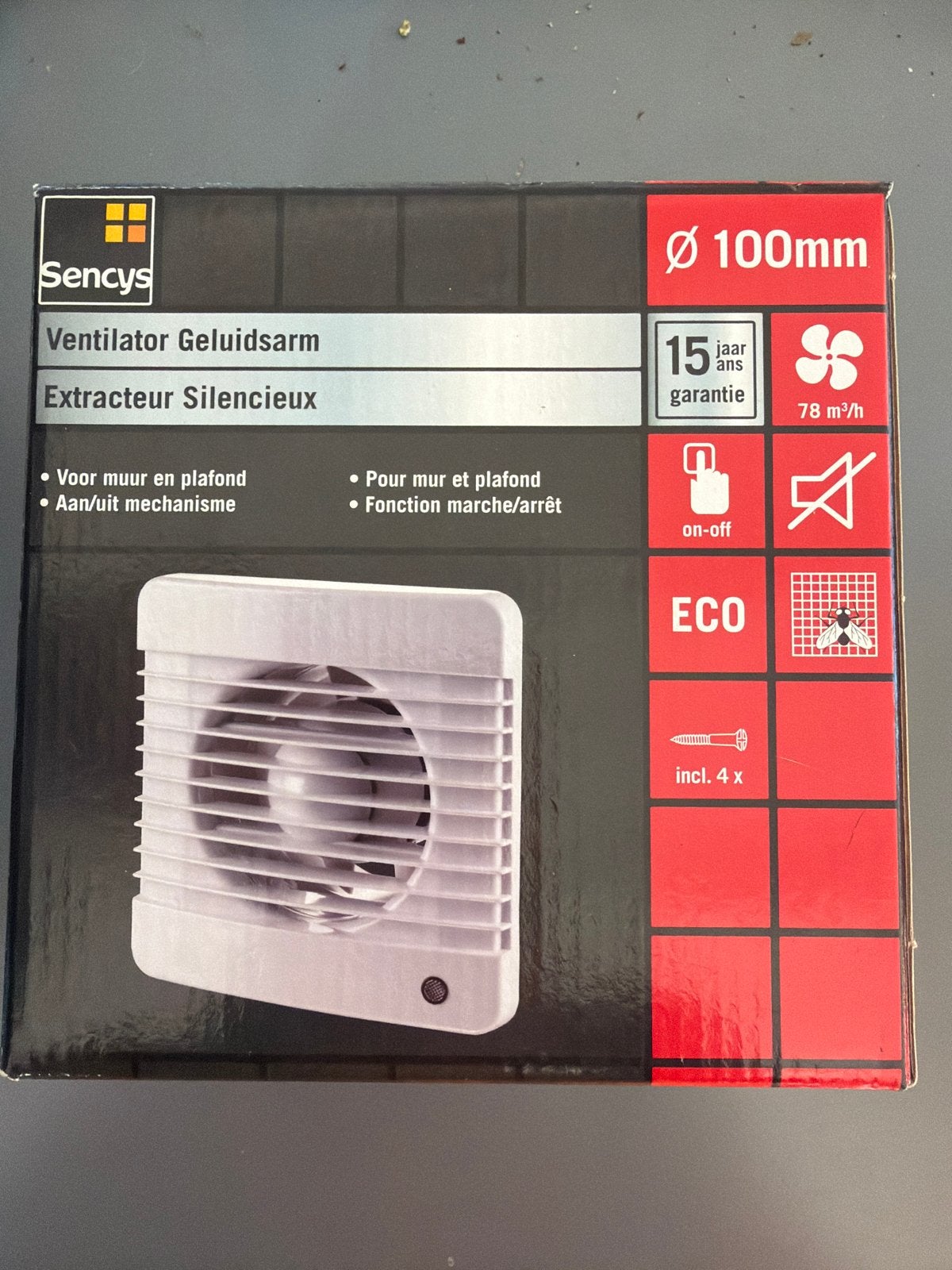 Sencys Geluidsarme Ventilator Ø100mm - Nieuw in doos, Ophalen of Verzenden, Nieuw, Ventilator