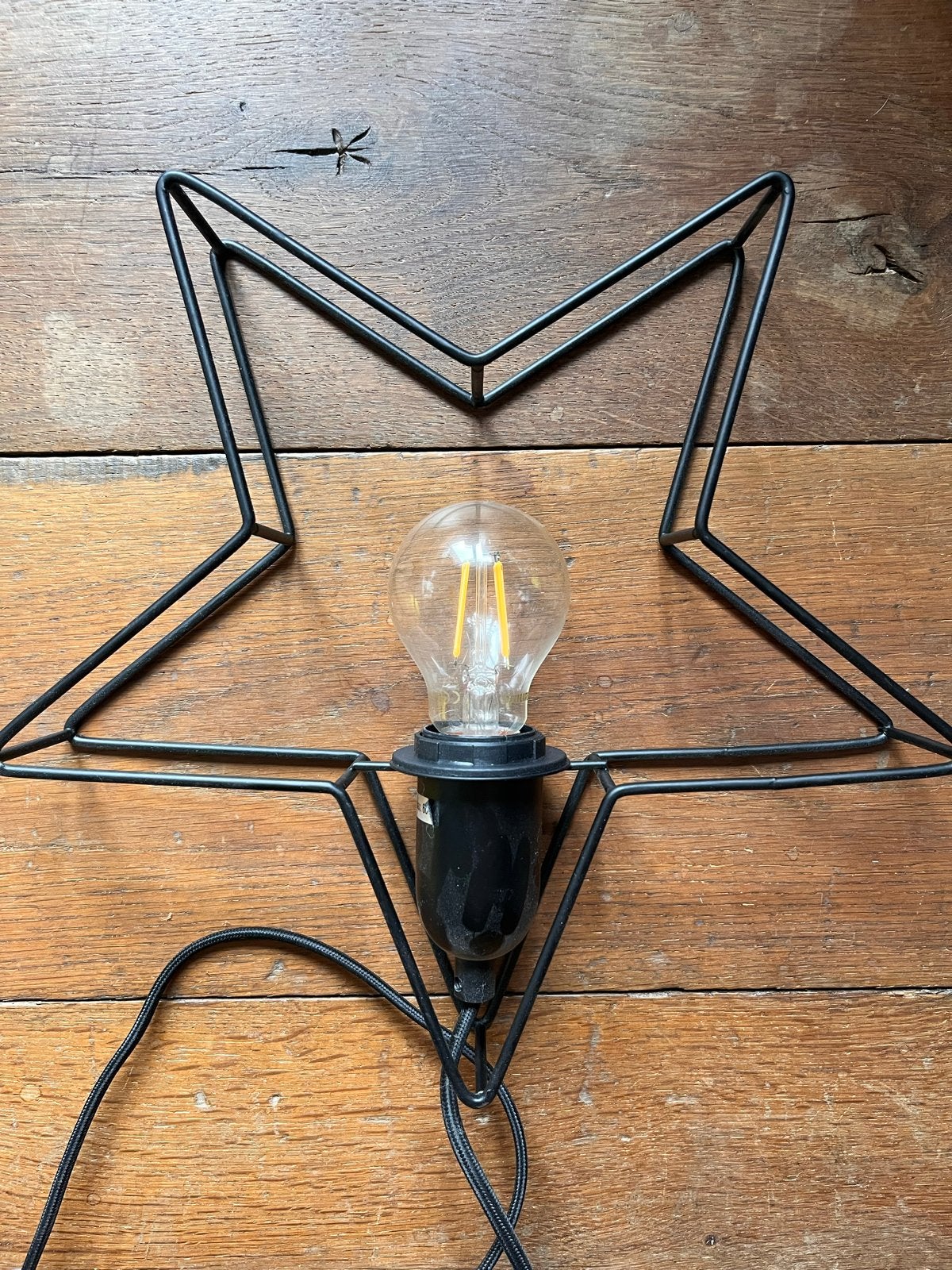 Moderne tafellamp ster zwart met E27 LED lamp, Overige merken, Zwart, Zo goed als nieuw, Modern