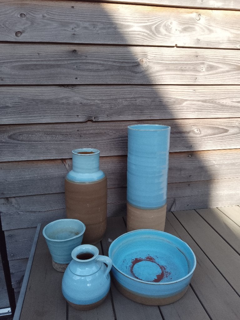 set van 5 handgemaakte aardewerken potten, Antiek en Kunst, Ophalen