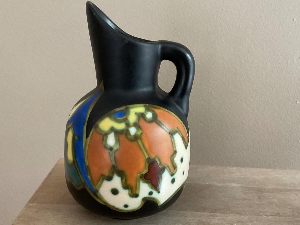 Aren plateel uniek Art Deco kannetje jaren 20-30 gemerkt, Antiek en Kunst, Verzenden