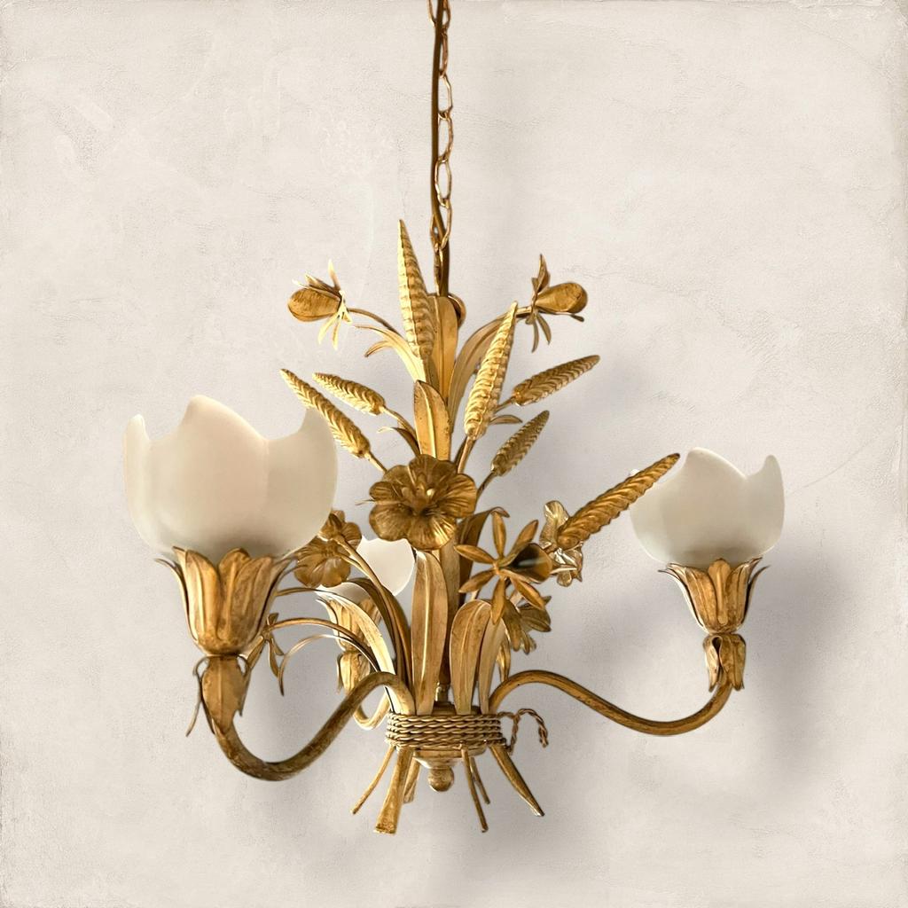 Vintage Hans Kögl korenaren lamp, Vintage design, Ophalen of Verzenden, Zo goed als nieuw, Glas