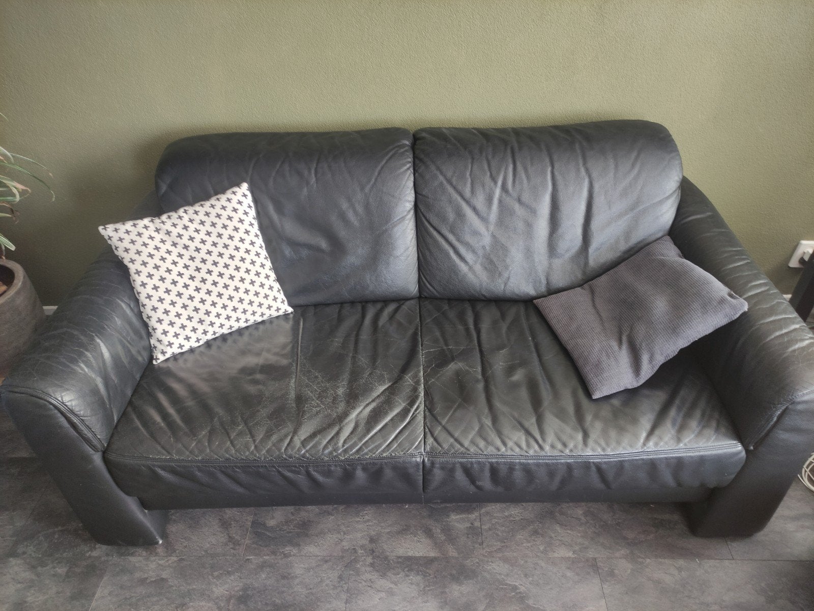 gratis leren bank, Huis en Inrichting, Ophalen, Gebruikt, 150 tot 200 cm, Tweepersoons