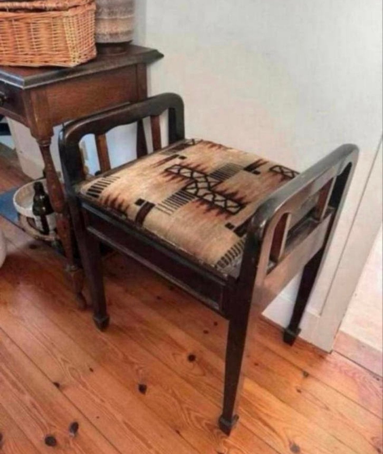 Edwardiaanse pianokruk met opbergruimte onder de stoel, Antiek en Kunst, Ophalen